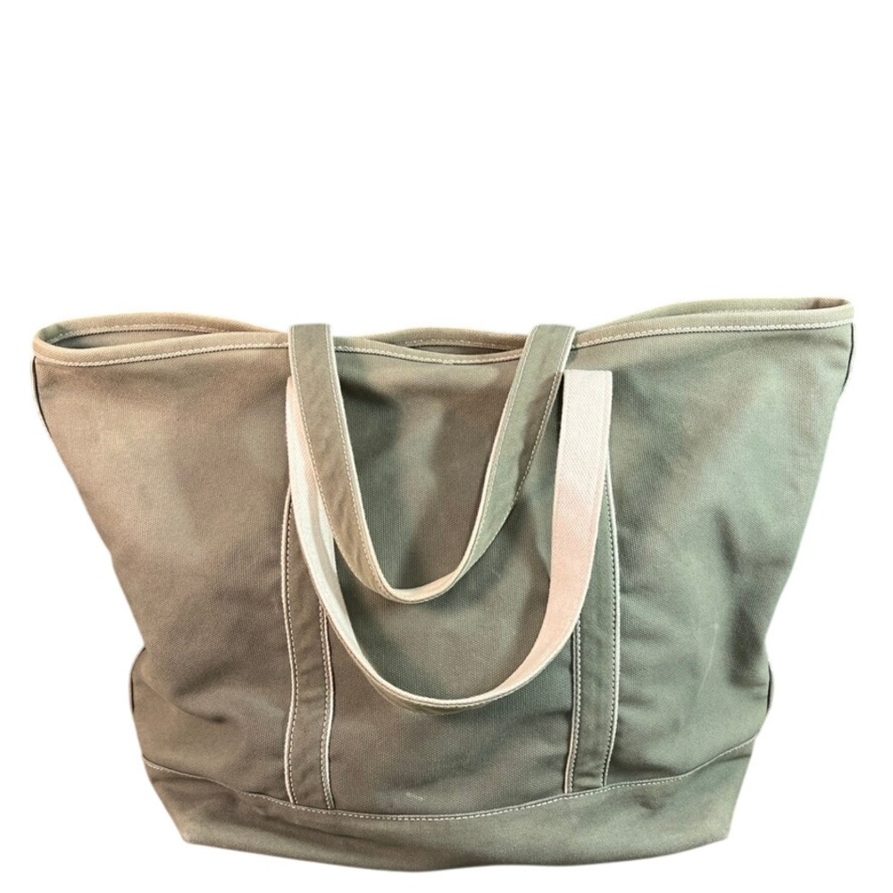 Lands End Olive Green Canvas Tote Bag Extra Large XL Travel Beach Carryall